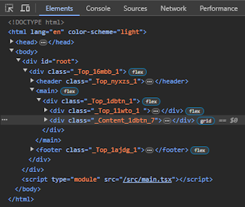 Class names with Vite... Click to enlarge...