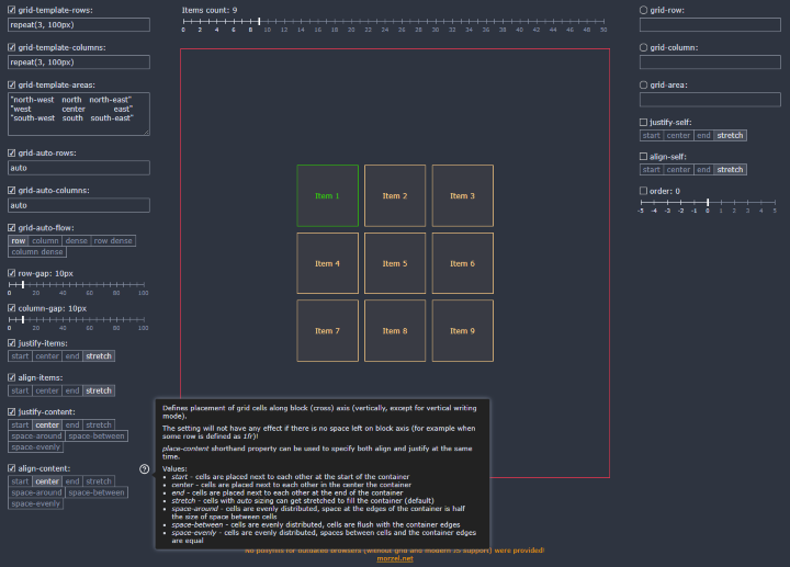 CSS Grid Playground - Rapid Experimentation... Click to enlarge...