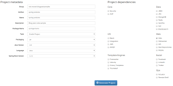 Spring Initializr settings... Click to enlarge...