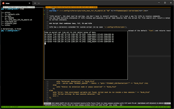 Popup window in tmux. Click to enlarge... Popup window in tmux. Click to enlarge...