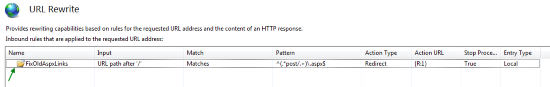 Rewrite rule in IIS Manager... Click to enlarge...