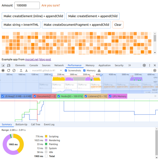 Performance report for 100K items. Click to enlarge...