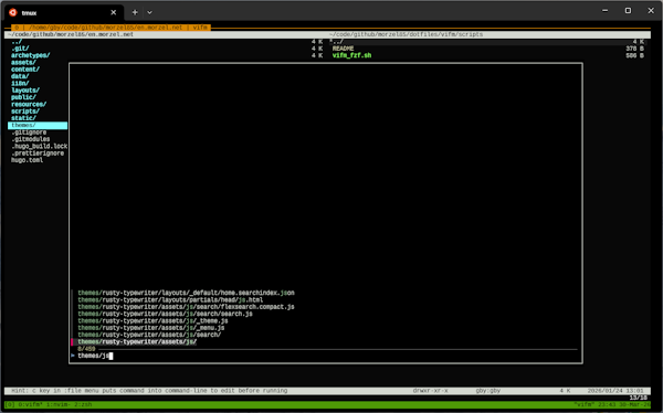 Vfim with tmux popup for fzf. Click to enlarge... Vfim with tmux popup for fzf. Click to enlarge...